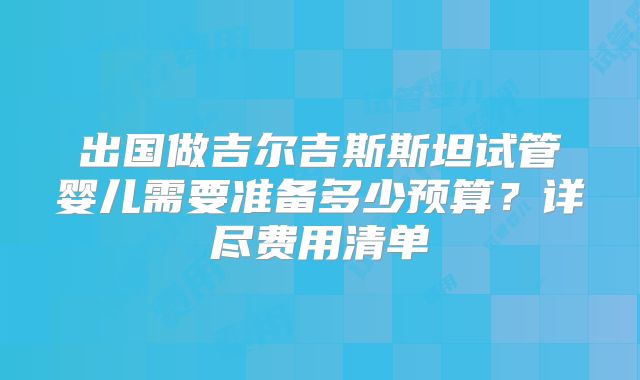 出国做吉尔吉斯斯坦试管婴儿需要准备多少预算？详尽费用清单
