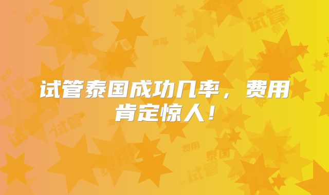 试管泰国成功几率,费用肯定惊人!