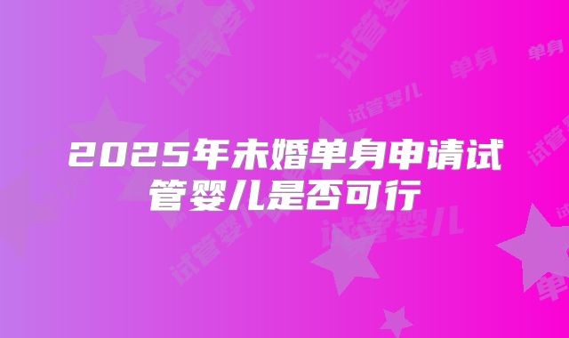 2025年未婚单身申请试管婴儿是否可行