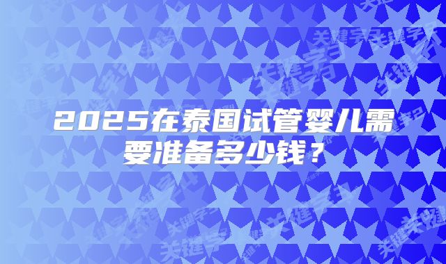 2025在泰国试管婴儿需要准备多少钱？