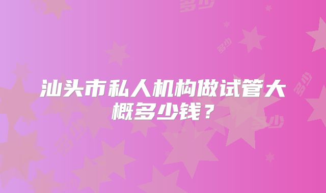 汕头市私人机构做试管大概多少钱？