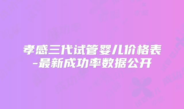 孝感三代试管婴儿价格表-最新成功率数据公开