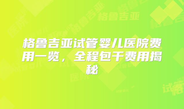格鲁吉亚试管婴儿医院费用一览，全程包干费用揭秘