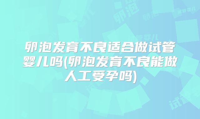 卵泡发育不良适合做试管婴儿吗(卵泡发育不良能做人工受孕吗)