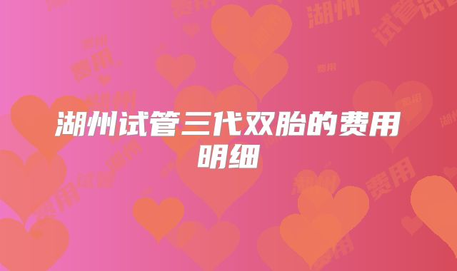 湖州试管三代双胎的费用明细