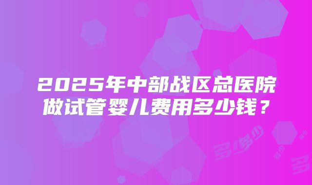 2025年中部战区总医院做试管婴儿费用多少钱？