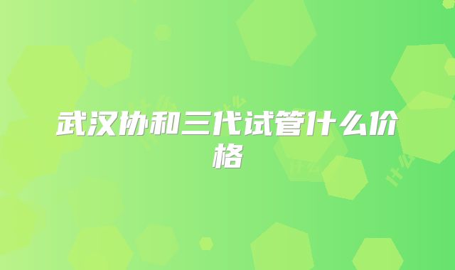 武汉协和三代试管什么价格