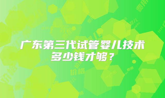 广东第三代试管婴儿技术多少钱才够？