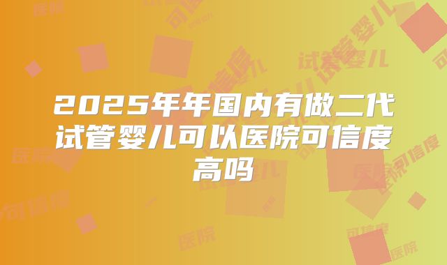 2025年年国内有做二代试管婴儿可以医院可信度高吗