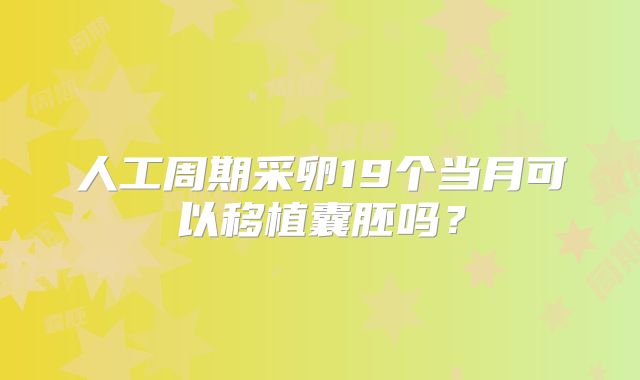 人工周期采卵19个当月可以移植囊胚吗？