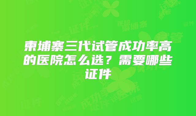 柬埔寨三代试管成功率高的医院怎么选?需要哪些证件