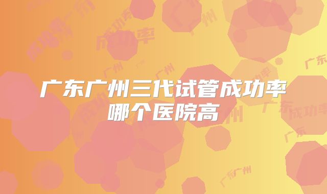 广东广州三代试管成功率哪个医院高