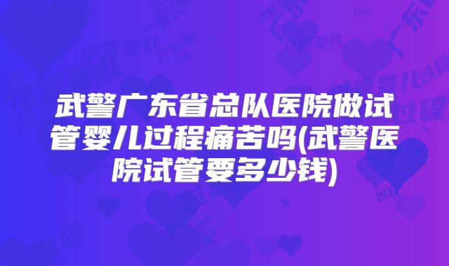 武警广东省总队医院做试管婴儿过程痛苦吗(武警医院试管要多少钱)