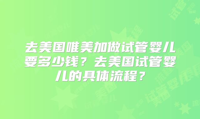 去美国唯美加做试管婴儿要多少钱？去美国试管婴儿的具体流程？