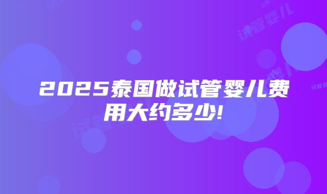 2025泰国做试管婴儿费用大约多少!