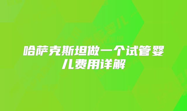 哈萨克斯坦做一个试管婴儿费用详解