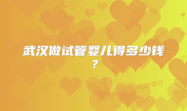 武汉做试管婴儿得多少钱？