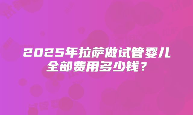 2025年拉萨做试管婴儿全部费用多少钱？
