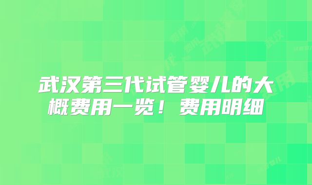 武汉第三代试管婴儿的大概费用一览!费用明细