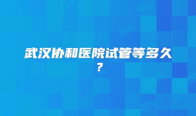 武汉协和医院试管等多久？