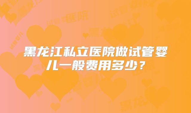 黑龙江私立医院做试管婴儿一般费用多少？