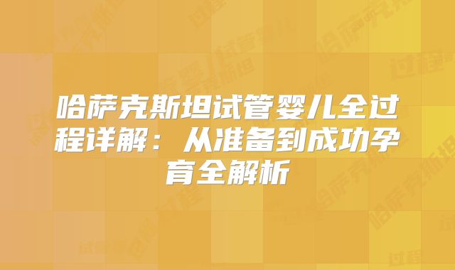 哈萨克斯坦试管婴儿全过程详解:从准备到成功孕育全解析