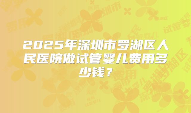 2025年深圳市罗湖区人民医院做试管婴儿费用多少钱？