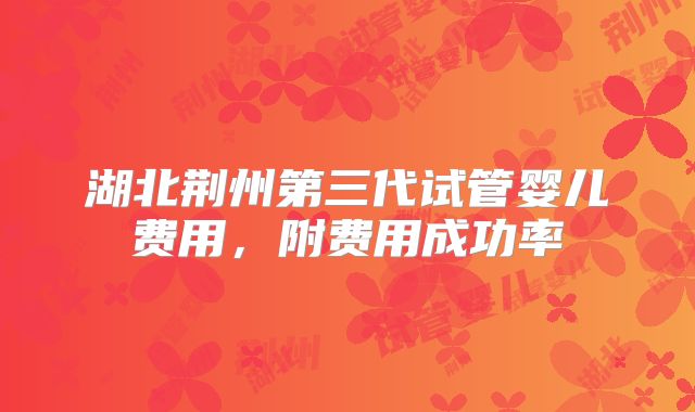 湖北荆州第三代试管婴儿费用,附费用成功率