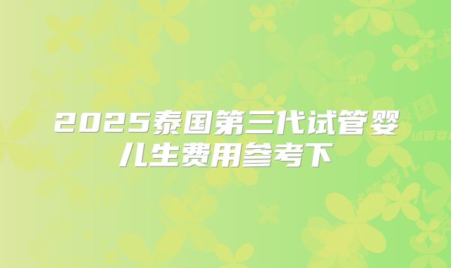 2025泰国第三代试管婴儿生费用参考下