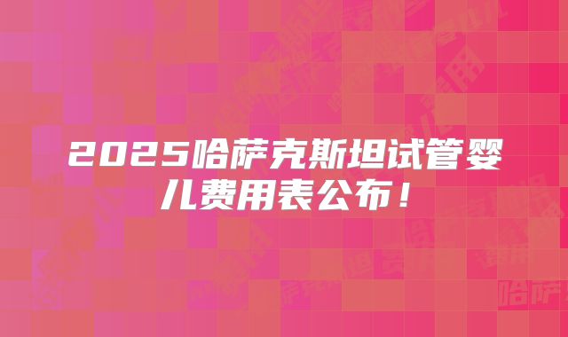 2025哈萨克斯坦试管婴儿费用表公布！