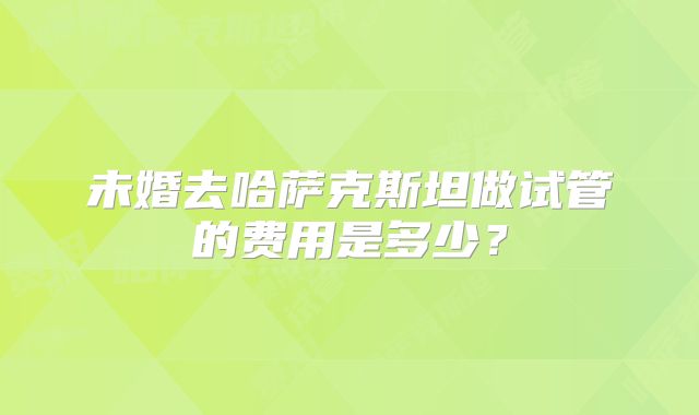 未婚去哈萨克斯坦做试管的费用是多少？