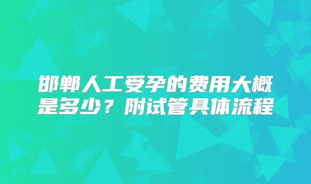 邯郸人工受孕的费用大概是多少？附试管具体流程