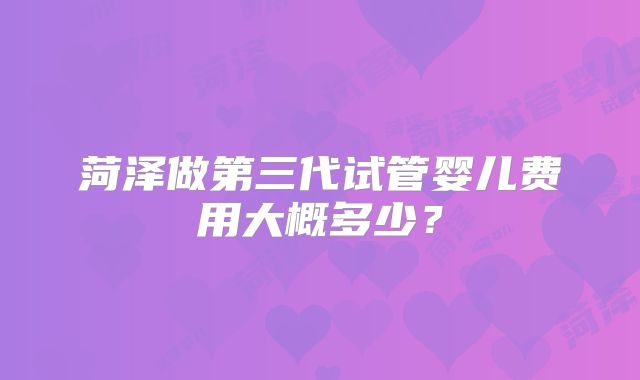 菏泽做第三代试管婴儿费用大概多少？