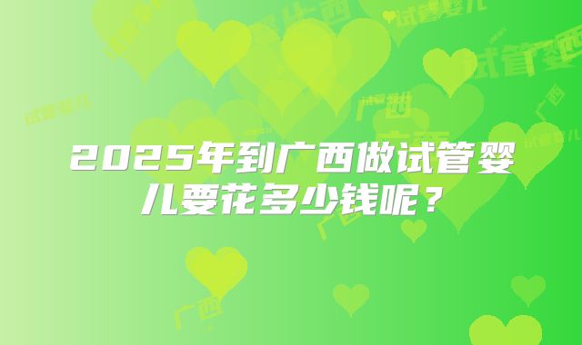2025年到广西做试管婴儿要花多少钱呢?