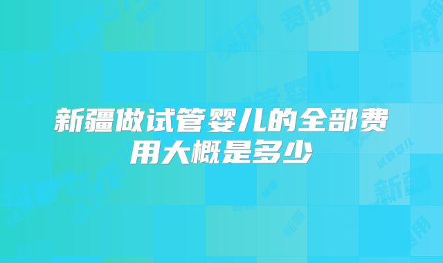 新疆做试管婴儿的全部费用大概是多少