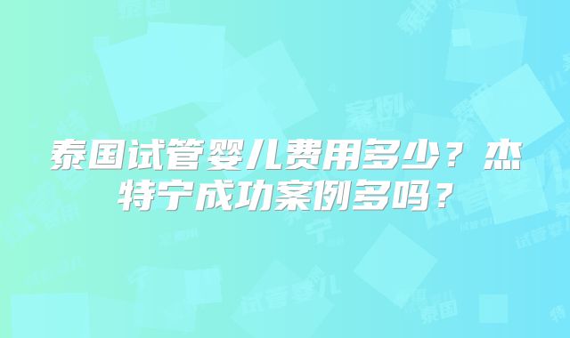 泰国试管婴儿费用多少？杰特宁成功案例多吗？