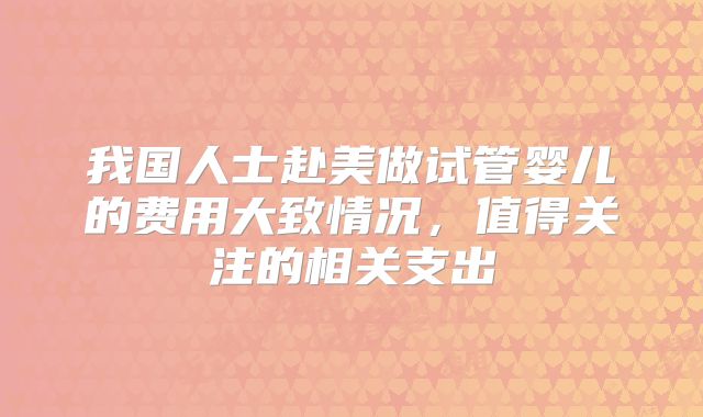 我国人士赴美做试管婴儿的费用大致情况，值得关注的相关支出