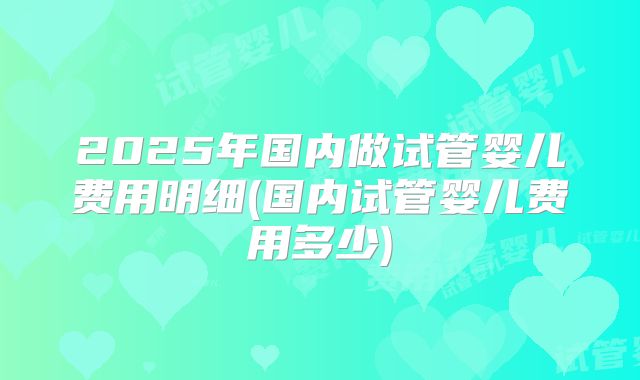 2025年国内做试管婴儿费用明细(国内试管婴儿费用多少)