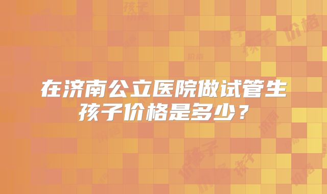 在济南公立医院做试管生孩子价格是多少？