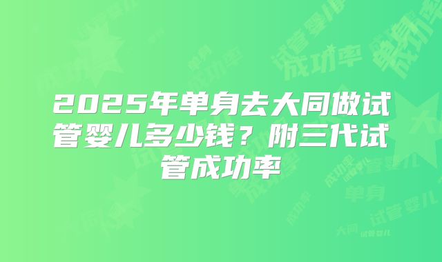 2025年单身去大同做试管婴儿多少钱？附三代试管成功率