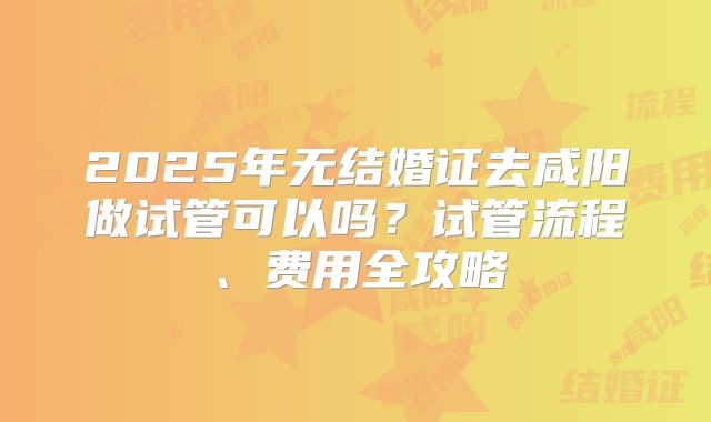 2025年无结婚证去咸阳做试管可以吗?试管流程、费用全攻略