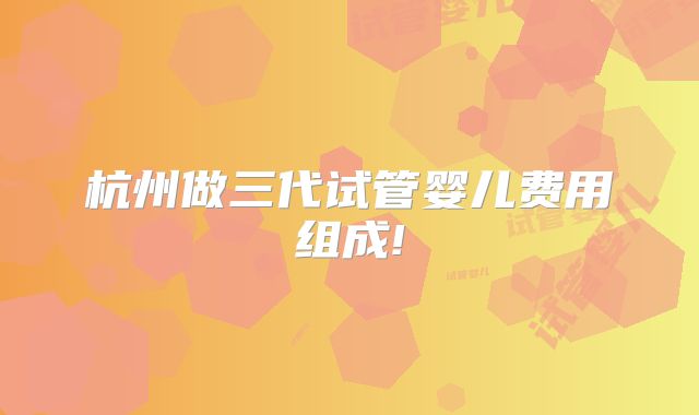 杭州做三代试管婴儿费用组成!
