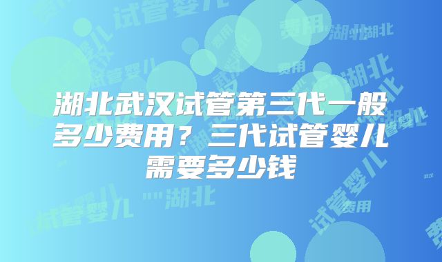 湖北武汉试管第三代一般多少费用？三代试管婴儿需要多少钱