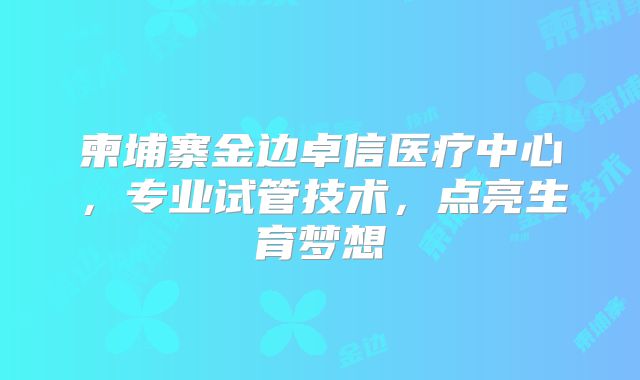 柬埔寨金边卓信医疗中心，专业试管技术，点亮生育梦想