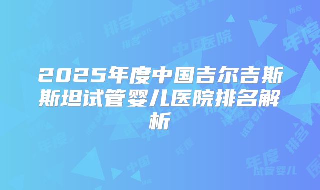 2025年度中国吉尔吉斯斯坦试管婴儿医院排名解析