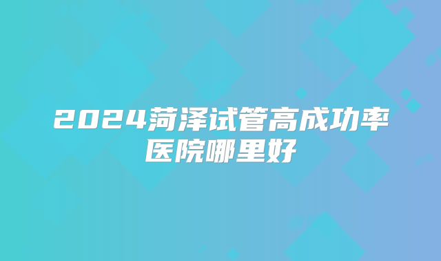 2024菏泽试管高成功率医院哪里好