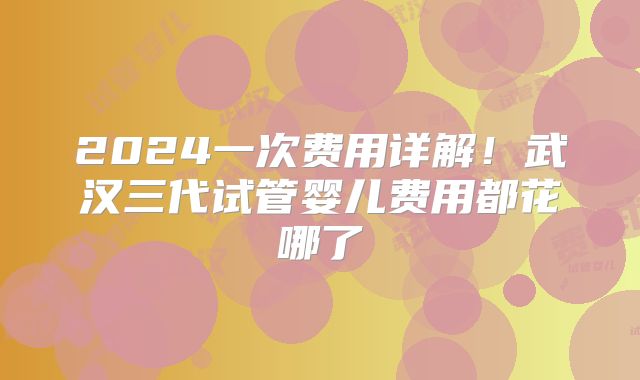 2024一次费用详解！武汉三代试管婴儿费用都花哪了