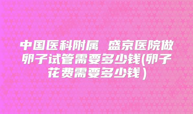 中国医科附属 盛京医院做卵子试管需要多少钱(卵子花费需要多少钱)