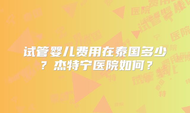 试管婴儿费用在泰国多少？杰特宁医院如何？