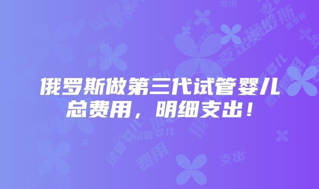 俄罗斯做第三代试管婴儿总费用，明细支出！
